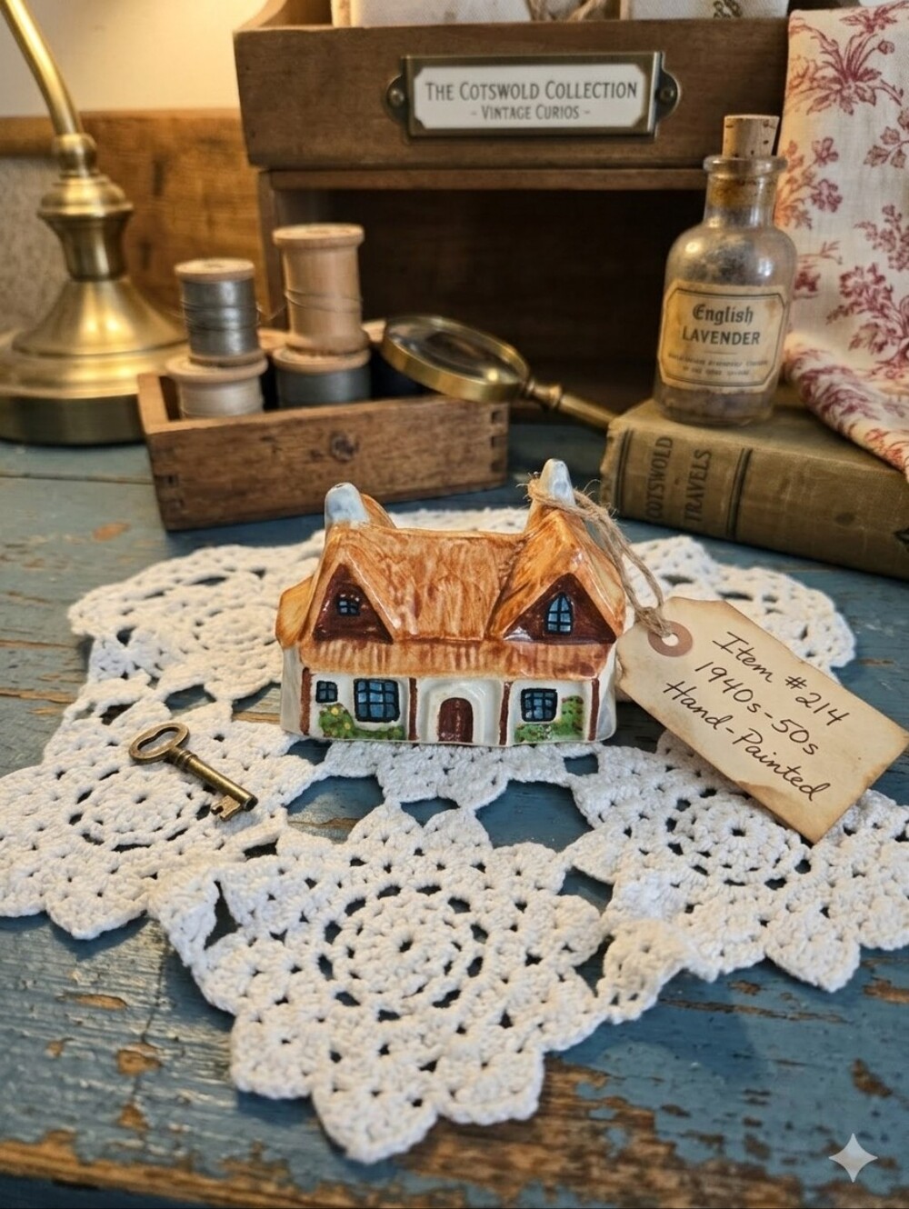 Vintage Bullsford Farm Miniature Ceramic Cottage Figurine | Cottagecore Decor